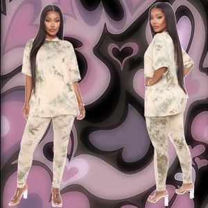 two piece tie dye matching legging set